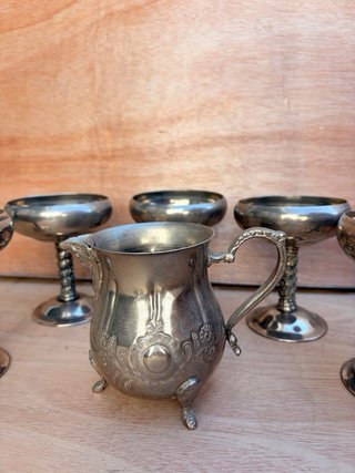 Juego copas metal plateado vintage