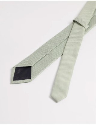 Corbata y pañuelo verde salvia