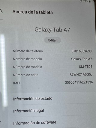 Samsung Galaxy Tab A7 LTE Negro