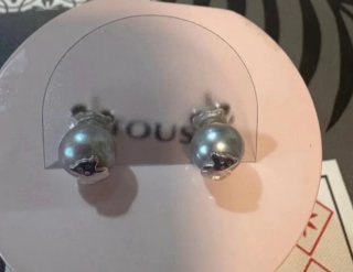 Pendientes Tous Perla Gris Plata
