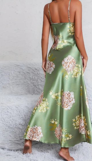 Vestido largo floral verde
