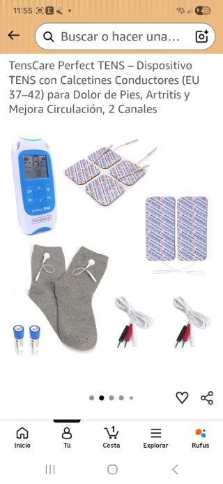 Electroestimulador TENS + 8 recambios + regalo