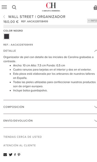Cartera, Organizador de piel Carolina Herrera