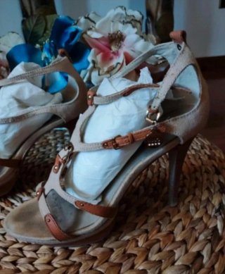 Sandali donna beige e marrone