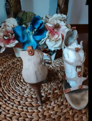 Sandali donna beige e marrone
