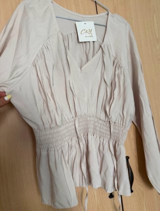Conjunto top y pantalón verano beige