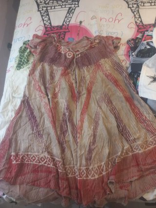 Vestido de verano verde y rojo talla única