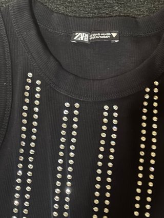 Top Zara Negro con Brillantes
