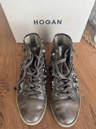 Hogan Sneakers Alte Marroni e Argento