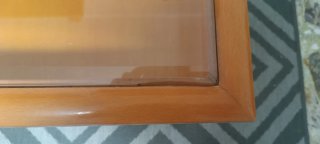Mesa de centro madera y cristal naranja