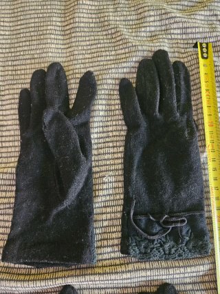 Guantes de mujer negros y marrones algodon y ante