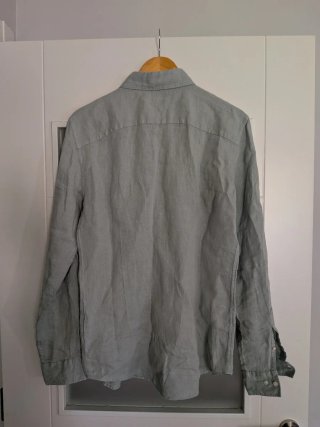 Camisa Lino Zara Verde Talla M