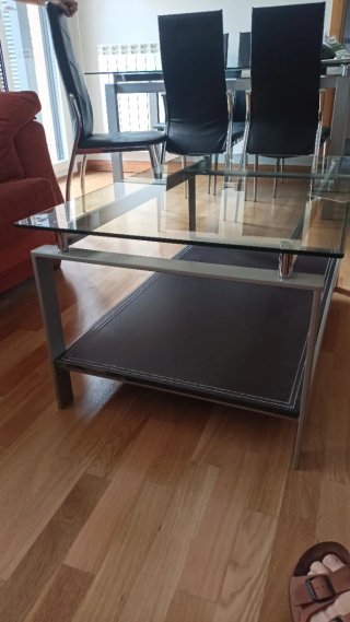 Mesa de centro salón cristal y metal