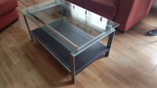 Mesa de centro salón cristal y metal