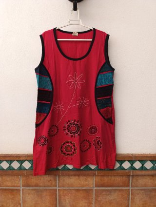 Vestido Veraniego Estilo Hippie Rojo