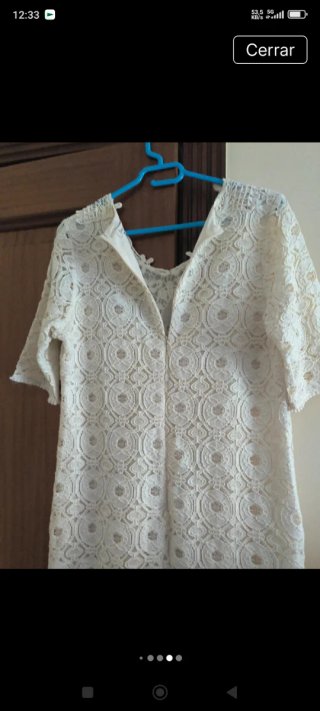 Vestido crudo encaje tipo crochet T..L/42