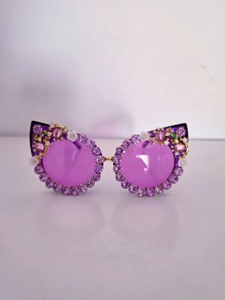 Occhiali da donna con decorazione in strass e strass, occhi da gatto