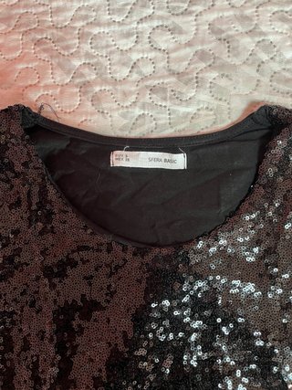 Top tirantes lentejuelas negro