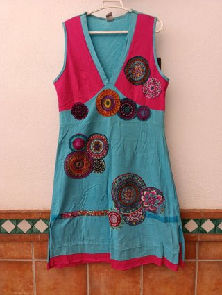 Vestido hippie colorido talla única