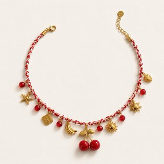 Collar bañado en oro 18k con dijes