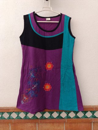 Vestido hippie morado y turquesa