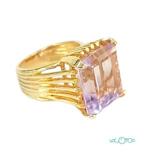 ANILLO ORO 18K CON PIEDRA MALVA