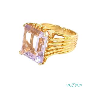 ANILLO ORO 18K CON PIEDRA MALVA