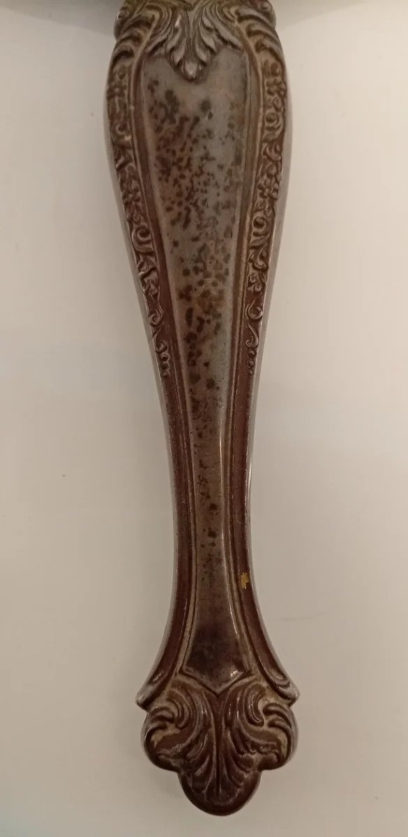 ESPEJO DE MANO VINTAGE MARCO DE BRONCE Y CRISTAL