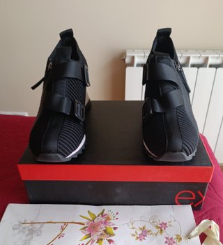 Zapatillas cuña negras licra talla 41