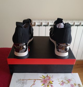 Zapatillas cuña negras licra talla 41