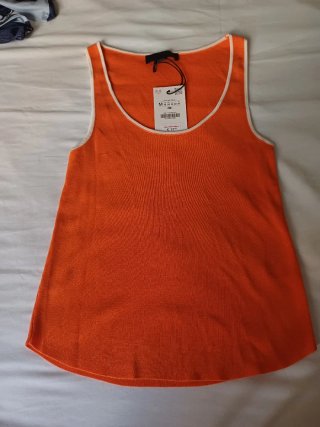 Top Zara Naranja con Ribete Blanco