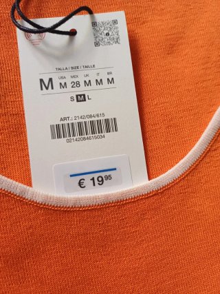 Top Zara Naranja con Ribete Blanco
