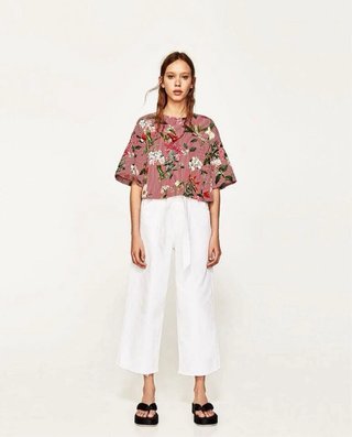 Blusa Zara flores rayas S