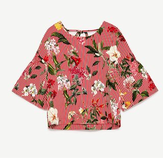 Blusa Zara flores rayas S
