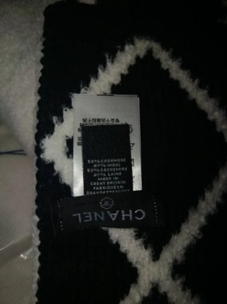 Sciarpa Chanel Logo CC Diamante Bianco Nero