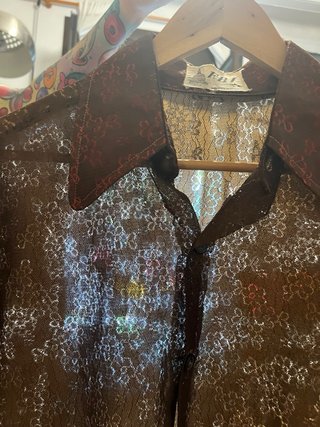 Camisa vintage encaje marrón Talla L