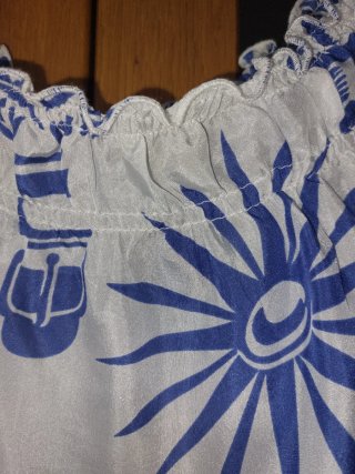 Blusa Zara Seda Estampada Azul y Blanca