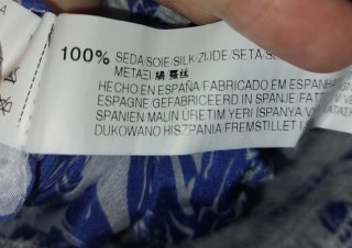 Blusa Zara Seda Estampada Azul y Blanca