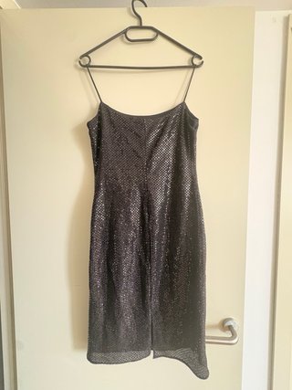 Vestido auténtico de lentejuelas negras del Y2K