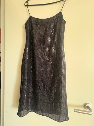 Vestido auténtico de lentejuelas negras del Y2K