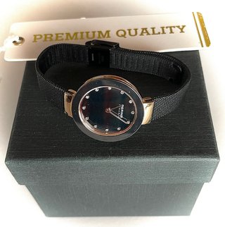 Reloj Bering Cerámica Negro y Dorado Mujer