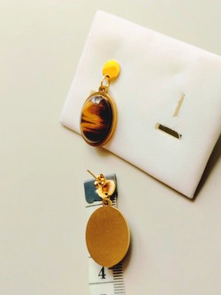 Pendientes óvalo piedra mineral ojo de tigre