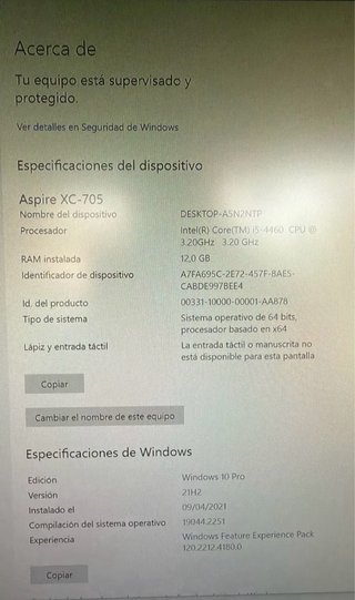 Acer Aspire XC-705 Ordenador PC