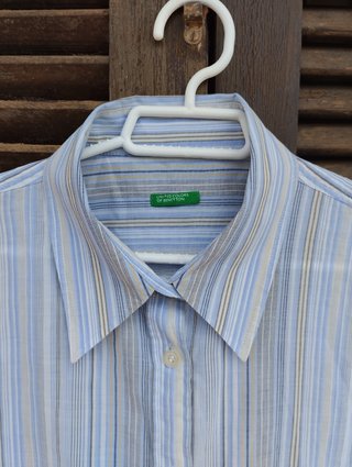 Camisa Benetton rayas azules manga corta mujer