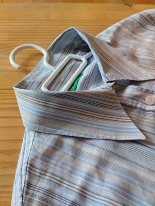 Camisa Benetton rayas azules manga corta mujer