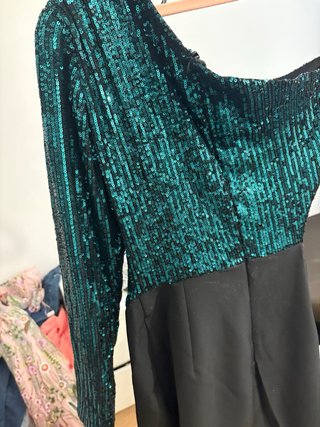 Vestido fiesta Juan BernalS/36/8 negro y verde