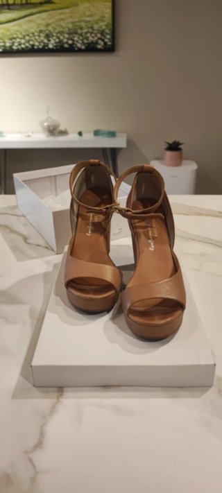 Sandalias tacón plataforma nude T.40