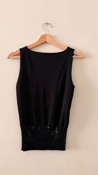 Conjunto top y chaqueta punto negro lentejuelas