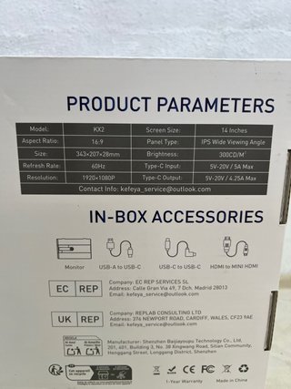 Monitor Portátil KEFEYA 14” FHD 1080P IPS