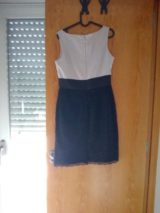 Vestido beige y negro